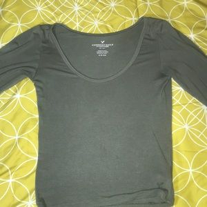 American Eagle Olive green cropped long sleeve